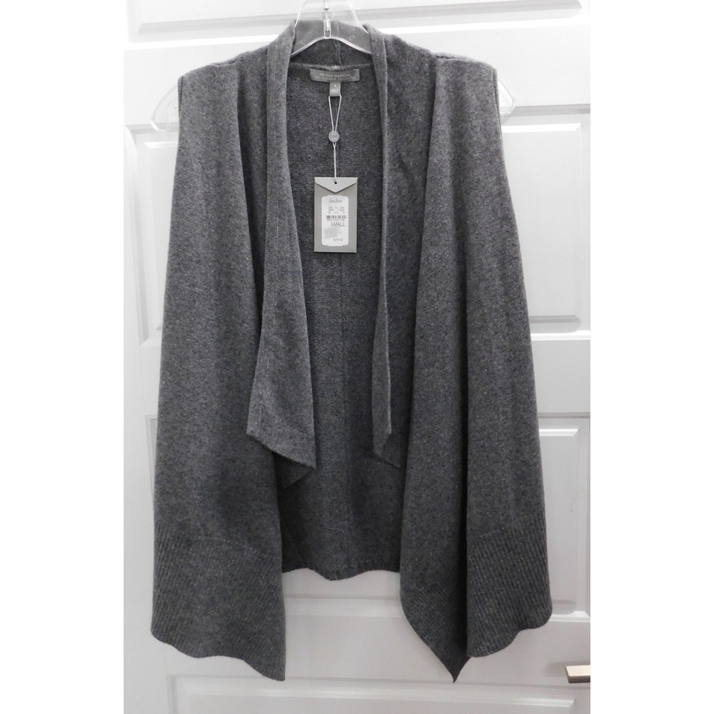 Neiman Marcus Gray 100% Cashmere Sleeveless Sweater Vest Coat $275rt NWT sz S
